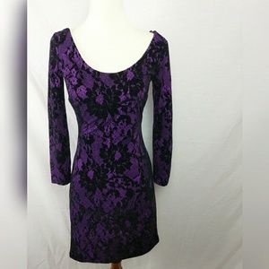 Betsey Johnson Purple and Black Lace Dress